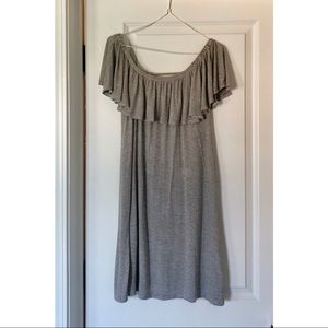 Light gray off the shoulder dress